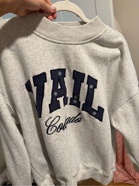 Abercrombie & Fitch Light Gray Crewneck Sweatshirt with Navy Embroidery